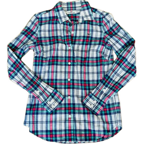 Vineyard Vines Women's Plaid Button Down Shirt Blue Pink Green Size 0